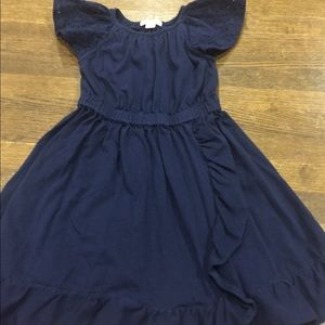 Crewcuts Girls' eyelet-sleeve dress - navy - size 5